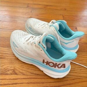 Hoka White and Aqua Athletic Shoes. Size 6B